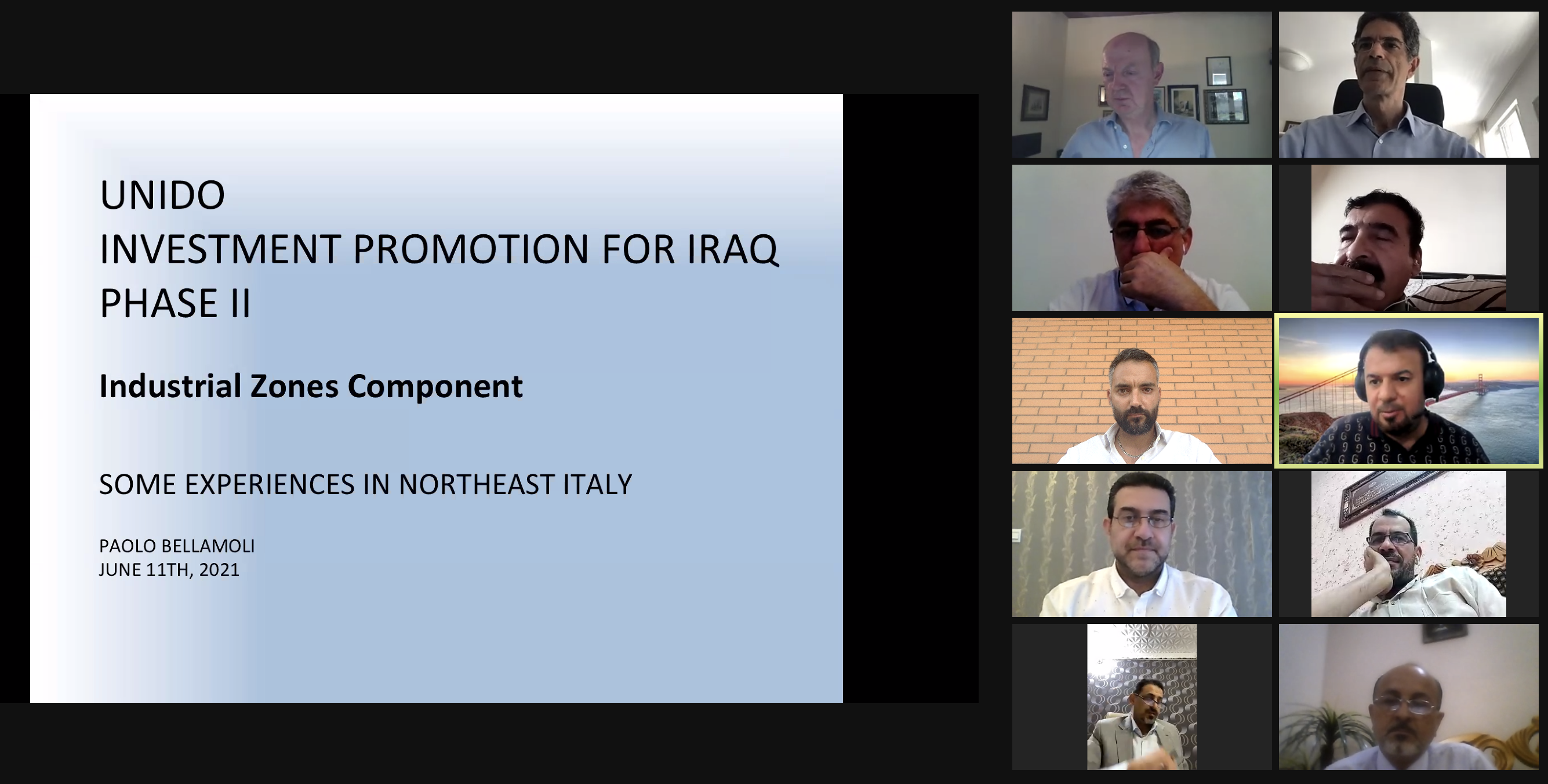 Lecture on the Industrial Zones of Northeast Italy to Iraqi stakeholders